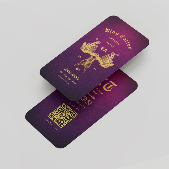 Carte De Visite Tatouage Artiste Studio Purple Or Monogramme Moder (Tattoo Artist Studio Purple Gold Monogram Modern Business Card
)