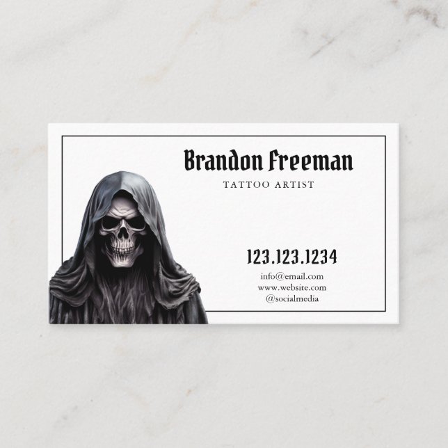 Carte De Visite Tatouage de style gothique sombre Grim (Devant)