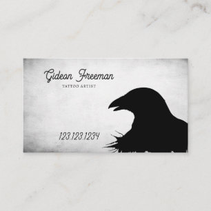 Carte De Visite Tatouage élégant en silhouette noir et blanc Crow
