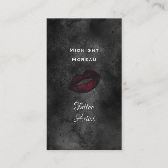 Carte De Visite Tatouage gothique Artiste Lèvres rouges QR Code (Devant)
