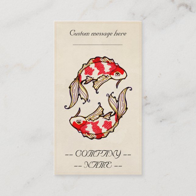 Carte De Visite Tatouage japonais oriental classique de poissons (Dos)