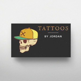Carte De Visite Tatouage moderne Master Artist Shop Funky Skull Bo