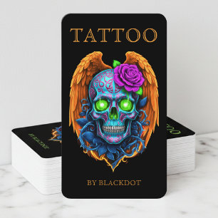 Carte De Visite Tatouage professionnel de crâne ailé Studio de tat