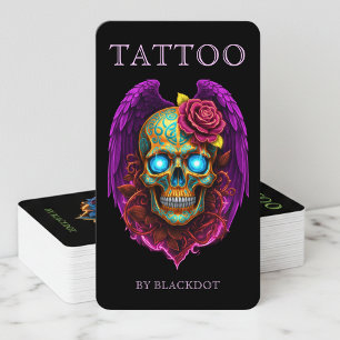 Carte De Visite Tatouage professionnel Studio de tatouage Crâne ai