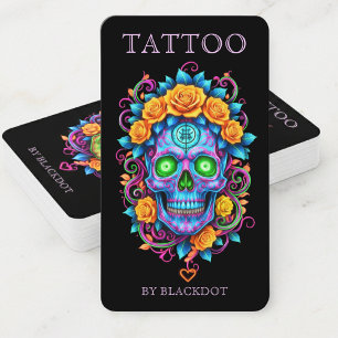 Carte De Visite Tatouage Professionnel Studio de Tatouage Crâne Fl