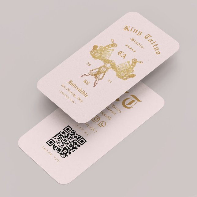 Carte De Visite Tatouage tatoueur Artiste Or rose Aesthétique mode (Tattooist Tattoo Artist Gold Pink Aesthetic Modern Business Card
)