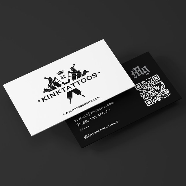 Carte De Visite Tatouage Tatouiste Tatouage Artiste Noir Blanc (Bold Tattooist Tattoo Artist Crown Black and white
)