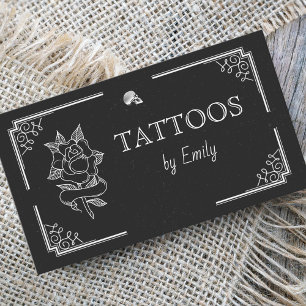 Carte De Visite Tatouages par votre nom Simple Moderne Noir & Blan
