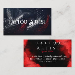Carte De Visite Tatouages Simples Noir & Blanc Élégants