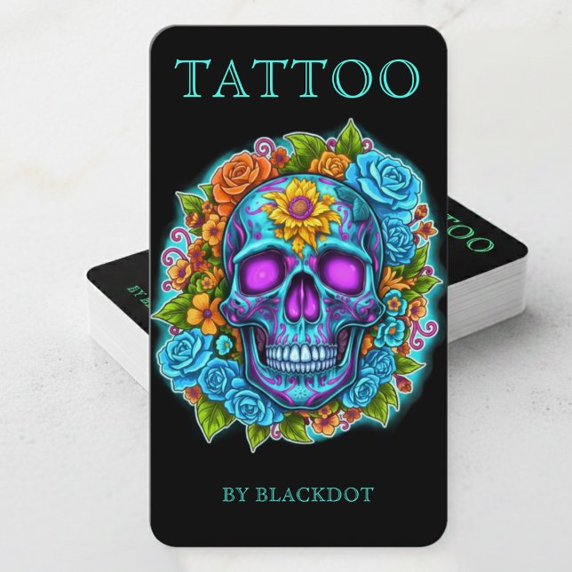 Carte De Visite Tatoueurs Professionnels Studio de Tatouage Crâne  (Créateur téléchargé)