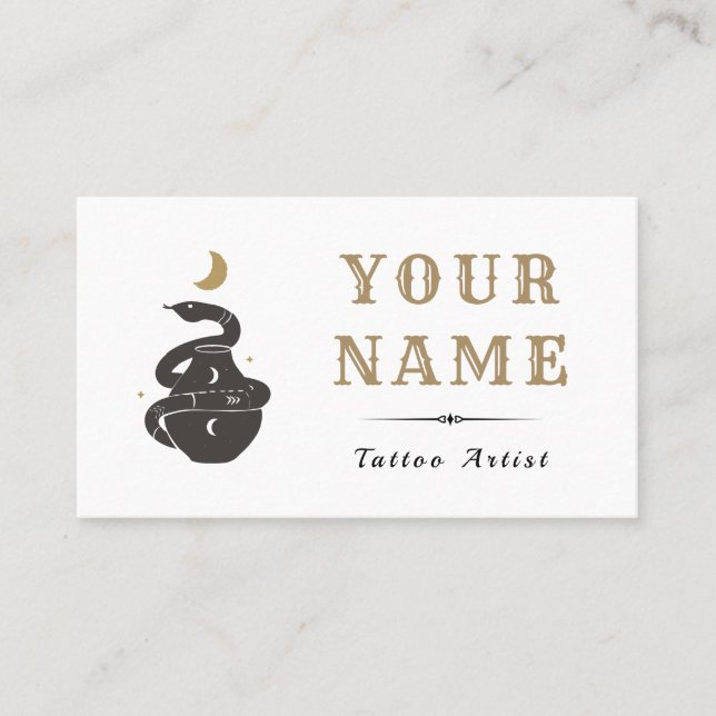 Carte De Visite Tattoo Artist Salon Mystic Snake Moderne tendance (Devant)