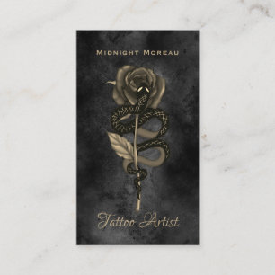 Carte De Visite Tattoo Artiste serpent Rose QR Code