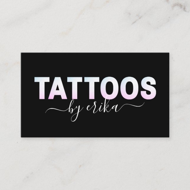 Carte De Visite Tattoos Ombre Gradient Lettres holographiques tend (Devant)