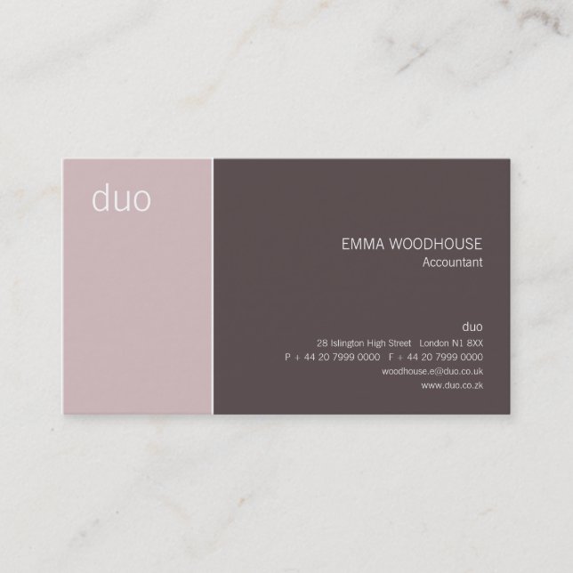 Carte De Visite Taupe et rose de duo (Devant)