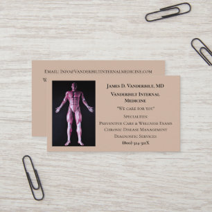 Carte De Visite Taupe Internist DR Corps humain Médecine interne
