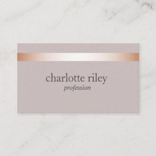 Carte De Visite Taupe Moderne Rose Or rayé élégant
