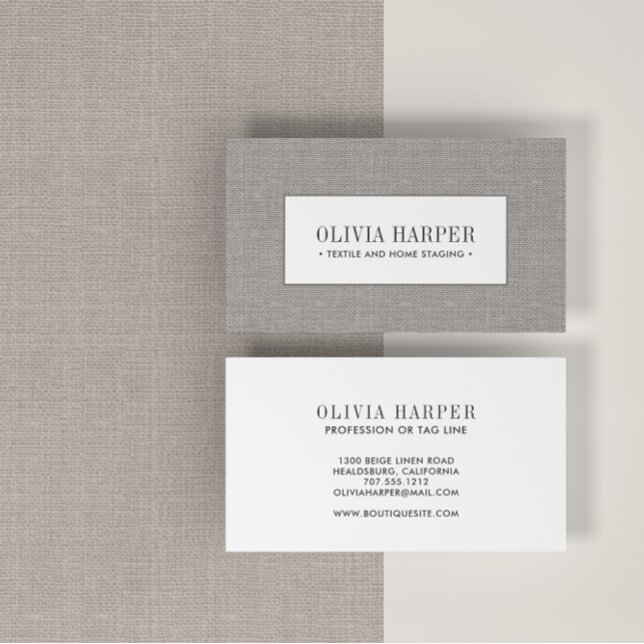 Carte De Visite Taupe | Simple Elegant Linge de maison professionn (Créateur téléchargé)