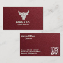 Carte de visite Taureau en Lin Rouge - Logo Taurea