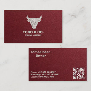 Carte de visite Taureau en Lin Rouge - Logo Taurea