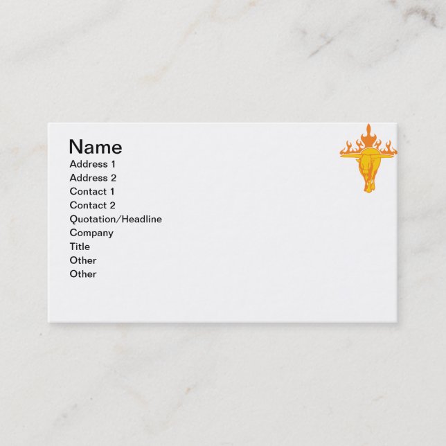 Carte De Visite Taureau flambant #3 (Devant)