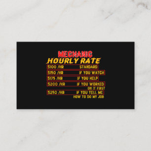 Carte De Visite Taux horaire mécanique
