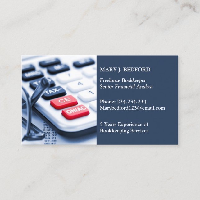 Carte De Visite Tax Accountant CPA Business Card Template (Devant)