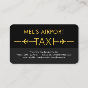 Carte De Visite Taxi Avion en Or sur Piste