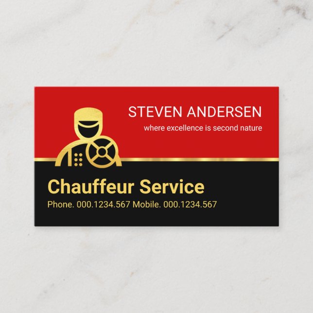 Carte De Visite Taxi Chauffeur Gold Chauffeur (Devant)