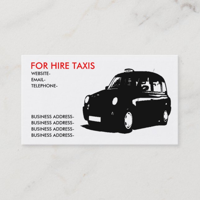 Carte De Visite Taxi de Londres (Devant)