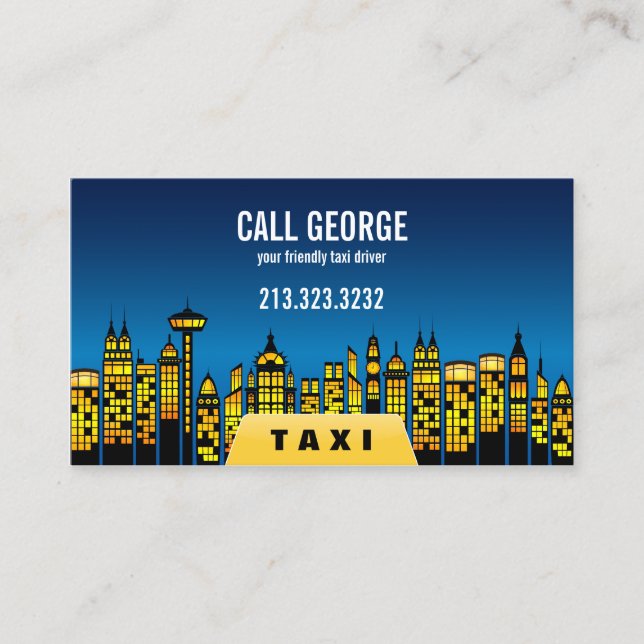 Carte De Visite Taxi en ville la nuit (Devant)