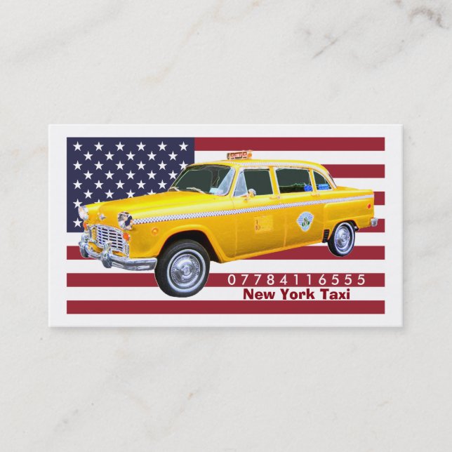 Carte De Visite Taxi jaune drapeau américain (Devant)
