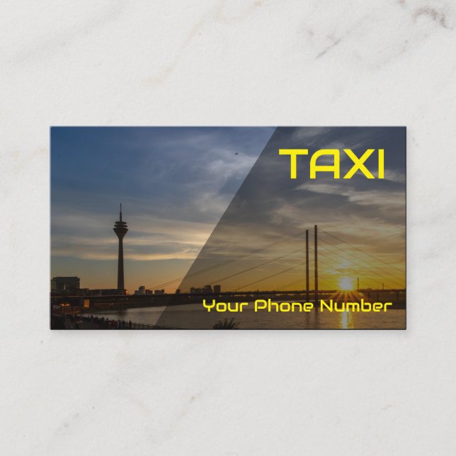 Carte De Visite Taxi jaune jour et nuit chauffeur de taxi (Devant)