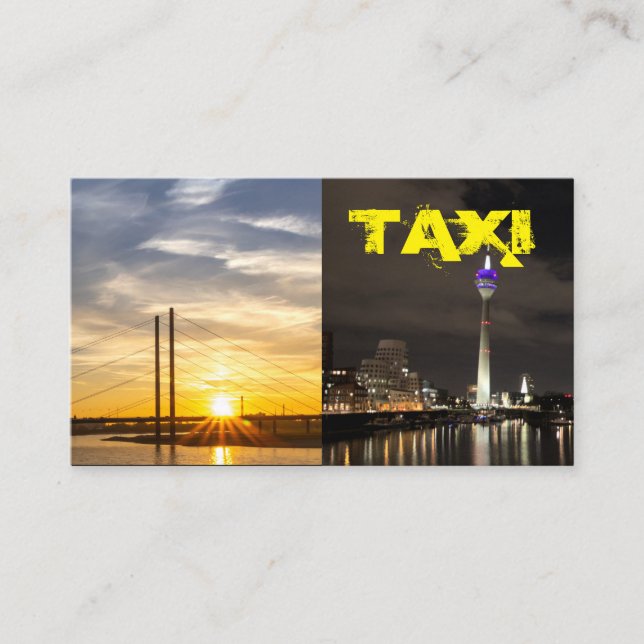 Carte De Visite Taxi jaune jour et nuit chauffeur de taxi (Devant)