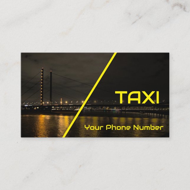 Carte De Visite Taxi jaune jour et nuit chauffeur de taxi (Devant)