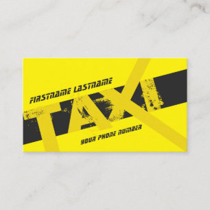 Carte De Visite TAXI jaune pour chauffeur de taxi professionnel