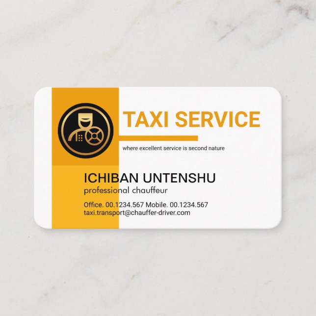 Carte De Visite Taxi Jaune Professionnel Couleurs Chauffeur (Devant)