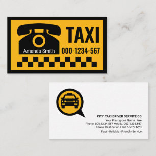 Carte De Visite Taxi jaune Téléphone noir chèque