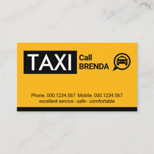 Carte De Visite Taxi Jaune Voiture à Cab Noir Onglet