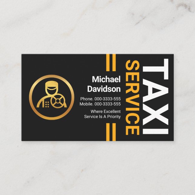 Carte De Visite Taxi professionnel élégant (Devant)