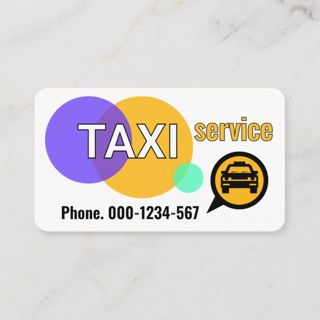 Carte De Visite Taxi Rayon Cercles Service Taxi (Devant)
