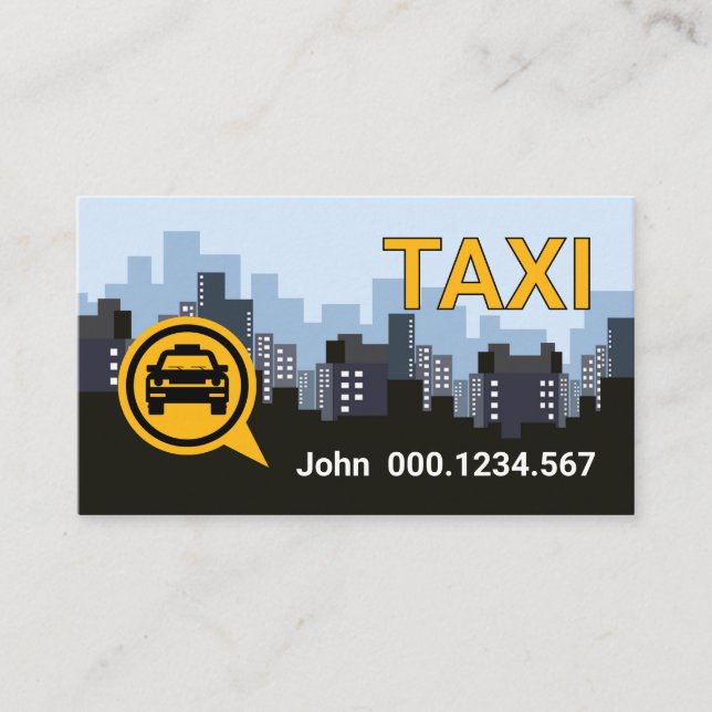 Carte De Visite Taxi simple en ligne Skyline du centre-ville (Devant)