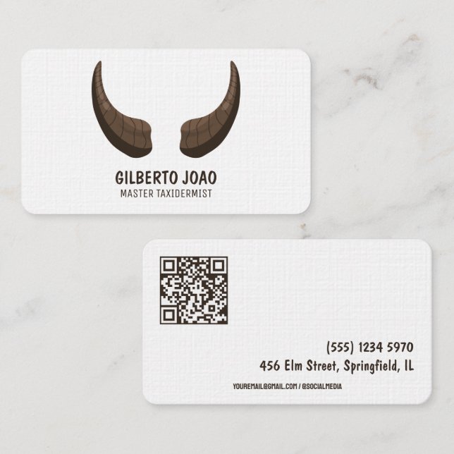 Carte De Visite Taxidermist QR personnalisé (Devant / Derrière)