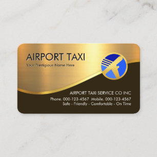 Carte De Visite Taxis d'aéroport Avion Vague Or Élégant
