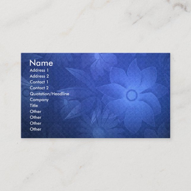 Carte De Visite -TBA - Déco floral bleu (Devant)