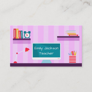 Carte De Visite Teacher Purple Stripes