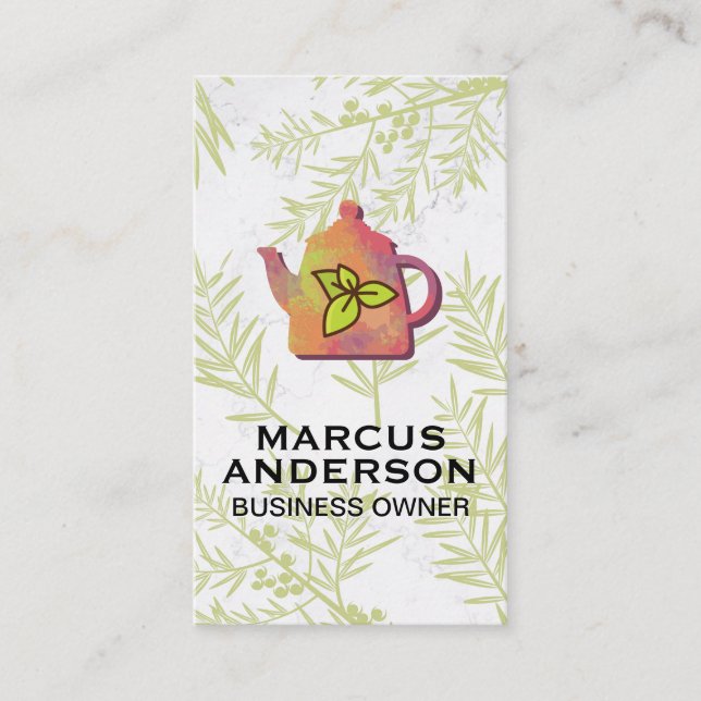 Carte De Visite Teapot coloré | Plantes Juniper (Devant)