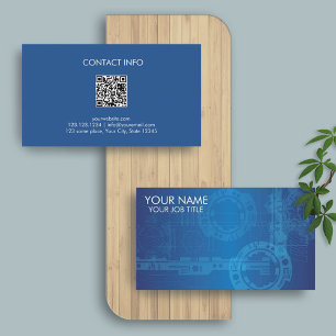 Carte De Visite Tech Blue Code QR minimaliste de la technologie