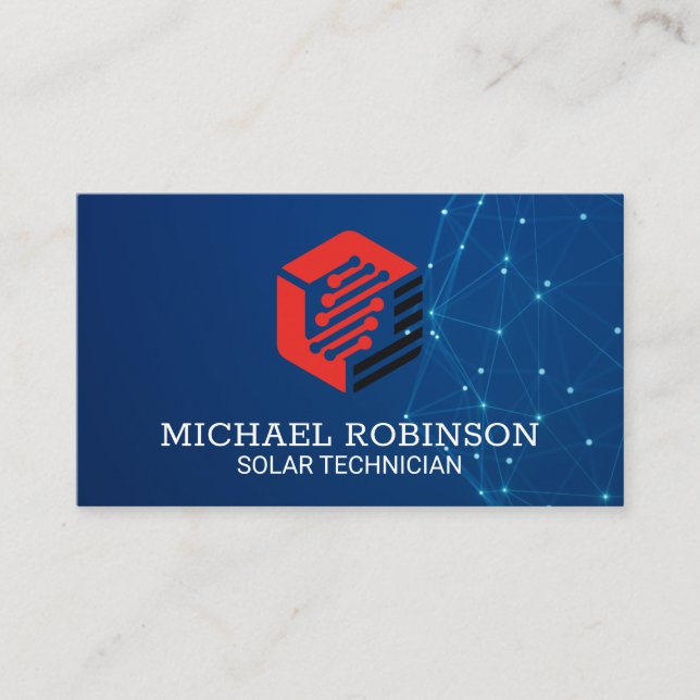 Carte De Visite Tech Nodes Logo | Networking Background (Devant)