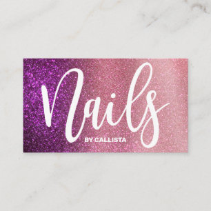 Carte De Visite Technicien à ongles Magenta rose Triple Parties sc