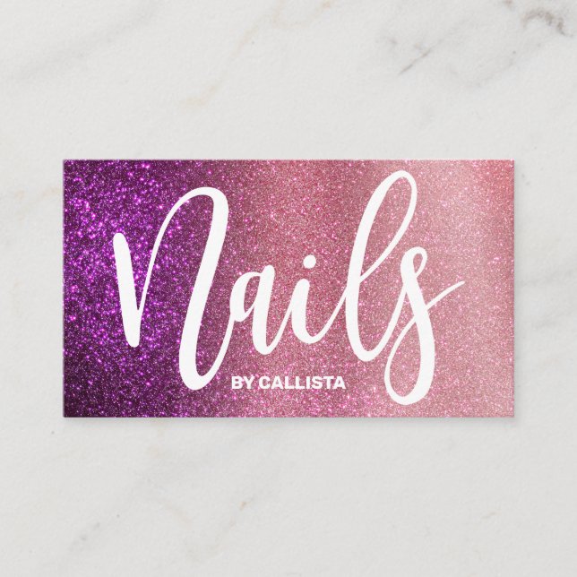 Carte De Visite Technicien à ongles Magenta rose Triple Parties sc (Devant)